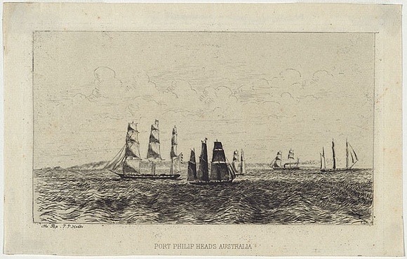 Artist: Montefiore, Eliezer Levi. | Title: The Rip, Port Phillip Heads. | Date: 1868 | Technique: etching and aquatint, printed in black ink with plate-tone, from one copper plate