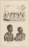Title: Enterrement des naturels de l'Australie, Naturel de L'Australie and Femme de la Tasmanie [Burial of natives of Australia, Native of Australia and Woman of Tasmania] | Date: 1835 | Technique: engraving, printed in black ink, from one steel plate