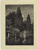 Artist: LINDSAY, Lionel | Title: Romantic garden | Date: 1922 | Technique: wood-engraving, printed in black ink, from one block | Copyright: Courtesy of the National Library of Australia