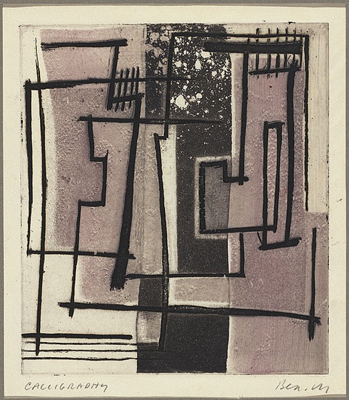 Artist: MADDOCK, Bea | Title: Calligraphy | Date: 1959 | Technique: etching, aquatint, deep etch and colour relief, printed in colour with plate-tone,