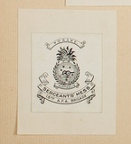 Artist: b'Burdett, Frank.' | Title: bBookplate: Worane, Sergeants' Mess. | Date: (1926) | Technique: b'lithograph, printed in black ink, from one stone [or plate]'