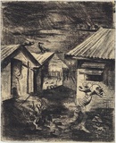 Artist: b'Fabian, Erwin.' | Title: b'Huts, night.' | Date: 1941 | Technique: b'monotype, printed in black ink, from one plate' | Copyright: b'\xc2\xa9 Erwin Fabian'