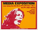Artist: b'EARTHWORKS POSTER COLLECTIVE' | Title: b'Media exposition' | Date: 1979 | Technique: b'screenprint, printed in colour, from three stencils'