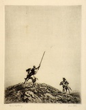 Artist: b'LINDSAY, Lionel' | Title: b'Don Quixote' | Date: 1922 | Technique: b'etching, printed in brown ink with plate-tone, from one plate' | Copyright: b'Courtesy of the National Library of Australia'