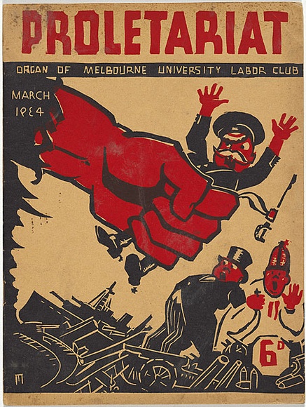 Artist: b'Maughan, Jack.' | Title: b'Proletariat March 1934' | Date: March 1934 | Technique: b'linocut, printed in colour, from two blocks (black and red)'
