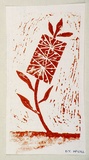 Artist: McColl, Decima. | Title: Greeting card: Bottlebrush | Date: 1985 | Technique: linocut, printed in red ink, from one block
