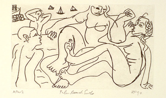Artist: b'Furlonger, Joe.' | Title: b'Palm Beach suite (no.2)' | Date: 1990 | Technique: b'etching, printed in black ink, from one plate'
