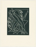 Artist: b'LEACH-JONES, Alun' | Title: b'Lupercalia #5' | Date: 1983 | Technique: b'linocut, printed in moss green ink, from one block' | Copyright: b'Courtesy of the artist'