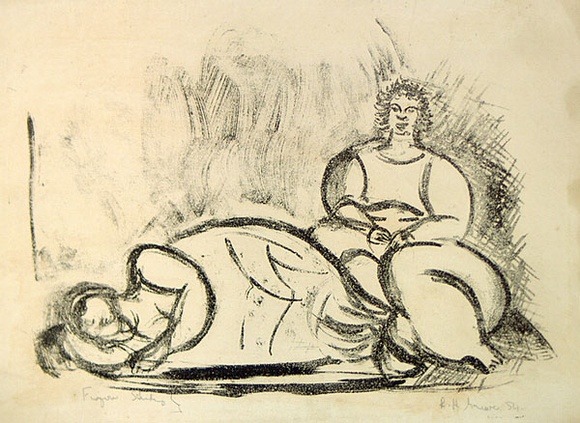 Artist: b'Grieve, Robert.' | Title: b'Figure study' | Date: 1954 | Technique: b'lithograph printed in colour, from two stones'