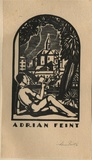 Artist: b'FEINT, Adrian' | Title: b'Bookplate: Adrian Feint.' | Date: (1930) | Technique: b'wood-engraving, printed in black ink, from one block' | Copyright: b'Courtesy the Estate of Adrian Feint'