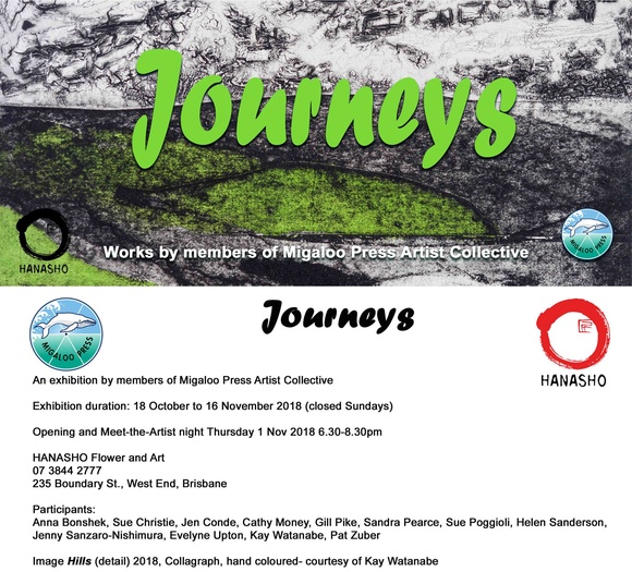 Title: b'Invitation | Journeys: Works by members of Migaloo Press Artist Collective.'