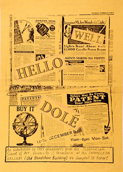 Artist: b'Eather, Michael.' | Title: b'Well hello dole.' | Date: 1983 | Technique: b'screenprint, printed in black ink, from one stencil'