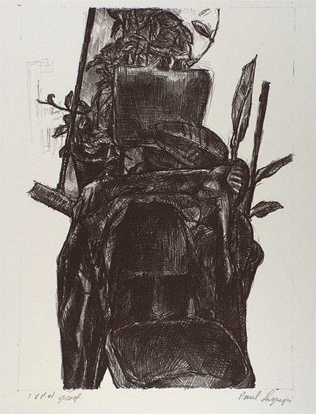 Artist: b'Laspargis, Paul.' | Title: b'Chair and coat' | Date: 1986 | Technique: b'lithograph, printed in black ink, from one plate'