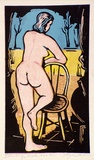 Artist: Taylor, John H. | Title: Standing Nude No 2 | Date: 1976 | Technique: linocut, printed in colour, from multiple blocks