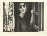 Artist: b'Counihan, Noel.' | Title: b'Woman at window.' | Date: 1981 | Technique: b'lithograph, printed in black ink, from one stone'