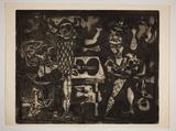 Artist: b'Haxton, Elaine' | Title: b'Commedia del arte' | Date: 1968 | Technique: b'open-bite etching and aquatint'