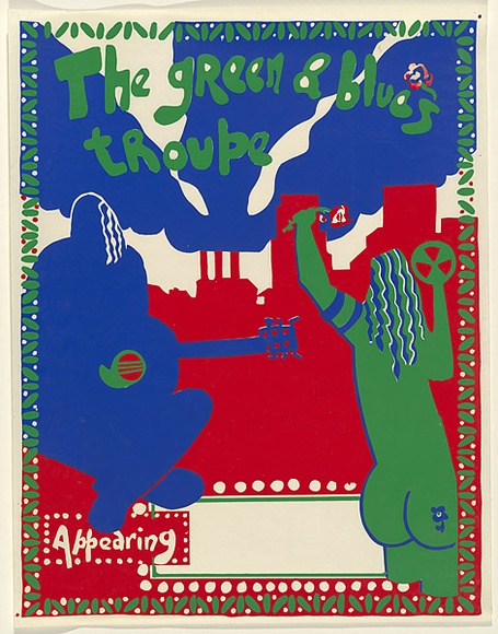 Artist: b'UNKNOWN' | Title: b'The green and blue troupe' | Date: c.1977 | Technique: b'screenprint, printed in colour, from multiple stencils'