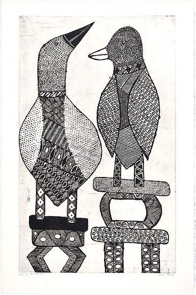 Artist: b'Murray, Janice.' | Title: b'Yirra tokwampini' | Date: 1997, July | Technique: b'etching, printed in black ink, from one plate' | Copyright: b'\xc2\xa9 Janice Murray and Jilamara Arts + Craft'