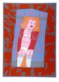 Artist: b'HANRAHAN, Barbara' | Title: b'I love you pin-up' | Date: 1978 | Technique: b'screenprint, printed in colour, from nine stencils'