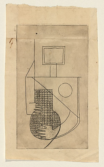 Title: b'not titled [Holding a vase]' | Date: c.1950 | Technique: b'etching, printed in brown ink, from one plate'