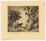 Artist: b'LINDSAY, Lionel' | Title: b'The wood load' | Date: 1919 | Technique: b'warm etching and aquatint, printed in black ink with plate-tone, from one plate' | Copyright: b'Courtesy of the National Library of Australia'