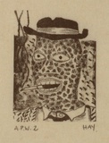 Artist: Hay, Bill. | Title: not titled [man with a cigarette and hat] | Date: 1992 | Technique: lithograph, printed in black ink, from one stone