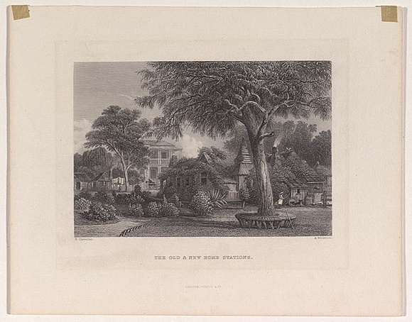 Artist: b'Willmore, A.' | Title: b'The old and new home stations.' | Date: 1873-76 | Technique: b'engraving, printed in black ink, from one steel plate'