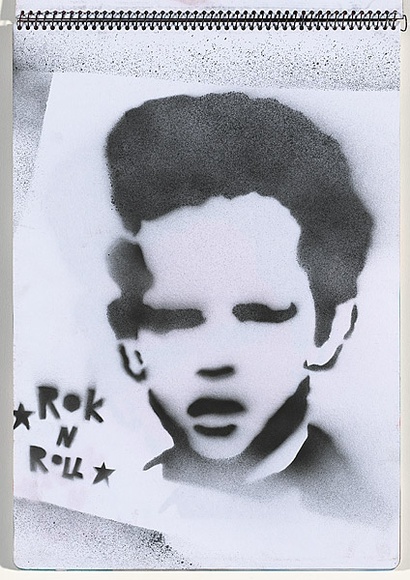 Title: b'Chickenpox' | Date: 2003-2004 | Technique: b'stencil, printed with black aerosol paint, from one stencil'