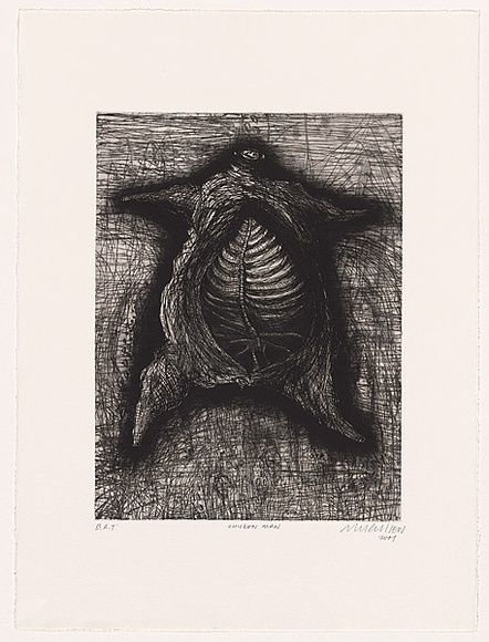 Artist: b'Cullen, Adam.' | Title: b'Chicken man.' | Date: 2001 | Technique: b'etching, aquatint and open bite, printed in black ink, from one plate'