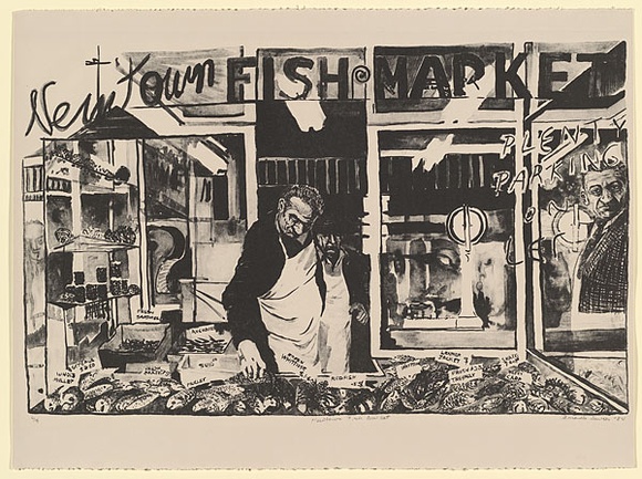 Artist: b'Davies, Amanda.' | Title: b'Newtown fish market.' | Date: 1984 | Technique: b'lithograph, printed in black ink, from one plate'