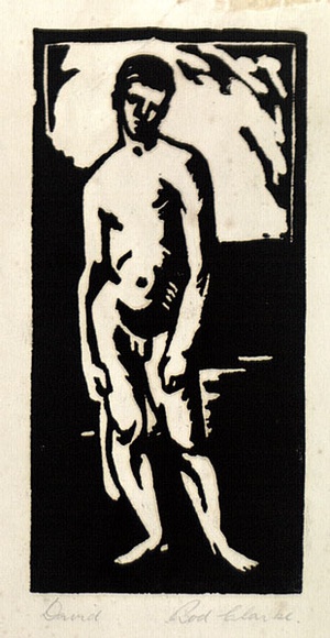 Artist: b'Clarke, Rod.' | Title: b'David.' | Date: (1955) | Technique: b'linocut, printed in black ink, from one block'