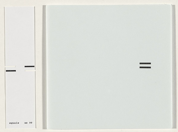 Artist: b'SELENITSCH, Alex' | Title: b'Equals' | Date: 1999 | Technique: b'photocopies, printed in black ink; letterpress; card bookmark'