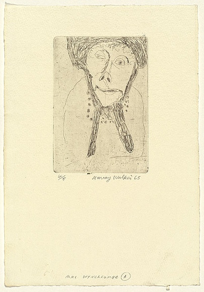 Artist: b'WALKER, Murray' | Title: b'Mrs Wynchcombe (a)' | Date: 1965 | Technique: b'etching, printed in black ink, from one plate'