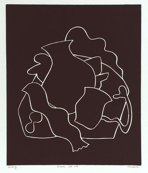 Artist: b'Marshall, John.' | Title: b'Domestic still life' | Date: 1994 | Technique: b'linocut, printed in black ink, from one block'