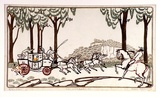 Artist: Palmer, Ethleen. | Title: On the road to Sydney c.1850. | Date: 1937 | Technique: linocut, printed in colour, from multiple blocks