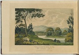 Artist: b'LYCETT, Joseph' | Title: bView upon the South Esk River, Van Diemen's Land. | Date: 1825 | Technique: b'etching, aquatint and roulette, printed in black ink, from one copper plate; hand-coloured'
