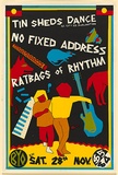 Artist: Lane, Leonie. | Title: Tin Sheds Dance....No Fixed Address, Ratbags of Rythem. | Date: 1981 | Technique: screenprint, printed in colour, from four stencils | Copyright: © Leonie Lane