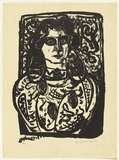 Artist: SELLBACH, Udo | Title: Woman with ornamental blouse | Date: 1952 | Technique: lithograph, printed in black ink, from one stone [or plate]