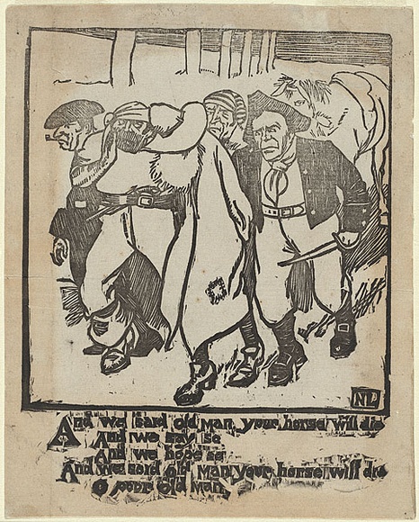Artist: LINDSAY, Norman | Title: And we said old man your horse will die. | Date: (1898) | Technique: woodcut, printed in black ink, from one block