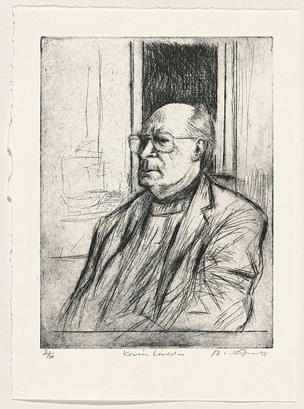 Artist: b'AMOR, Rick' | Title: b'Kevin Lincoln.' | Date: 1998 | Technique: b'etching, printed in black ink, from one plate'