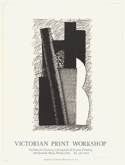 Artist: b'Lincoln, Kevin.' | Title: b'Victorian Print Workshop. Facilities for etching , lithography...' | Date: 1985 | Technique: b'offset-lithograph, printed in black ink'