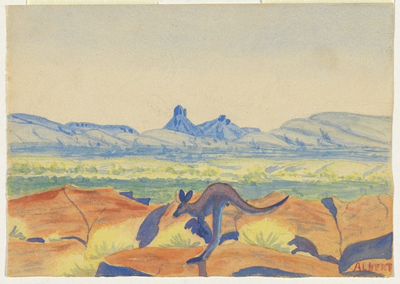 Artist: b'Namatjira, Albert.' | Title: b'Kangaroo' | Date: 1936 | Technique: b'watercolour'