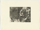 Artist: PARR, Mike | Title: Gun into vanishing point 9 | Date: 1988-89 | Technique: drypoint, aquatint and foul biting, printed in black ink, from one copper plate