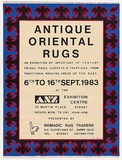 Title: Antique Oriental rugs: 6th to 16th Sept. 1983: At the Exhibition Centre. | Date: 1983 | Technique: linocut, printed in colour, from three blocks