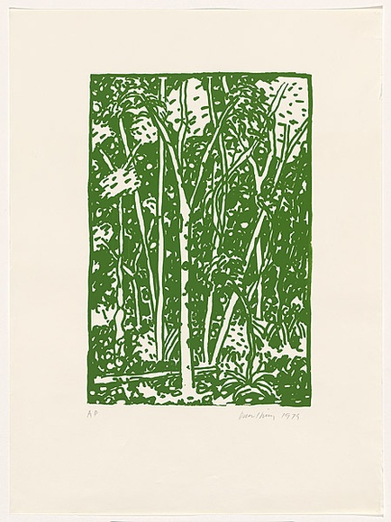 Artist: b'Hickey, Dale.' | Title: b'(Bush scene)' | Date: 1979 | Technique: b'lithograph, printed in green ink, from one stencil'