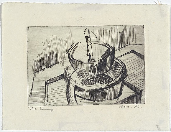 Artist: b'MADDOCK, Bea' | Title: b'The lamp' | Date: 1960 | Technique: b'drypoint, printed in black ink, from one copper plate'