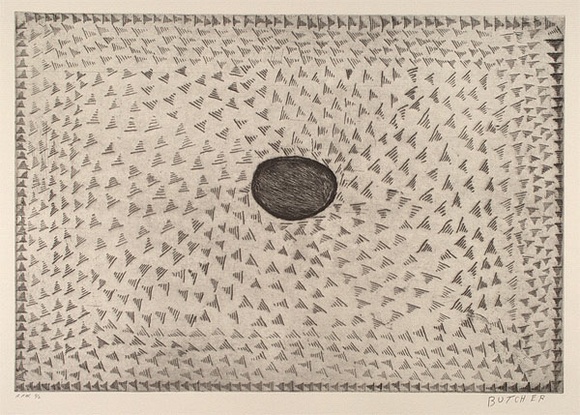 Artist: b'Cherel, Kumanjayi (Butcher).' | Title: b'Ngawaya' | Date: 2001 | Technique: b'etching, printed in black ink, from one copper plate'