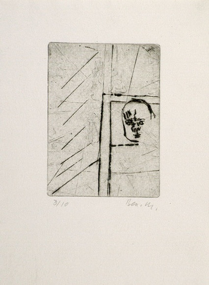 Artist: b'MADDOCK, Bea' | Title: b'Remembering.' | Date: December 1966 | Technique: b'drypoint, printed in black ink, from one copper plate'