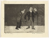 Artist: WILLIAMS, Fred | Title: Two actors on stage | Date: 1955-56 | Technique: etching, aquatint and drypoint, printed in black ink, from one copper plate | Copyright: © Fred Williams Estate
