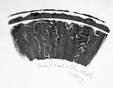 Artist: b'COLEING, Tony' | Title: b'Nigel and Peter.' | Date: 1984 | Technique: b'relief print, printed in black ink, from one polystryrene [cup] block'